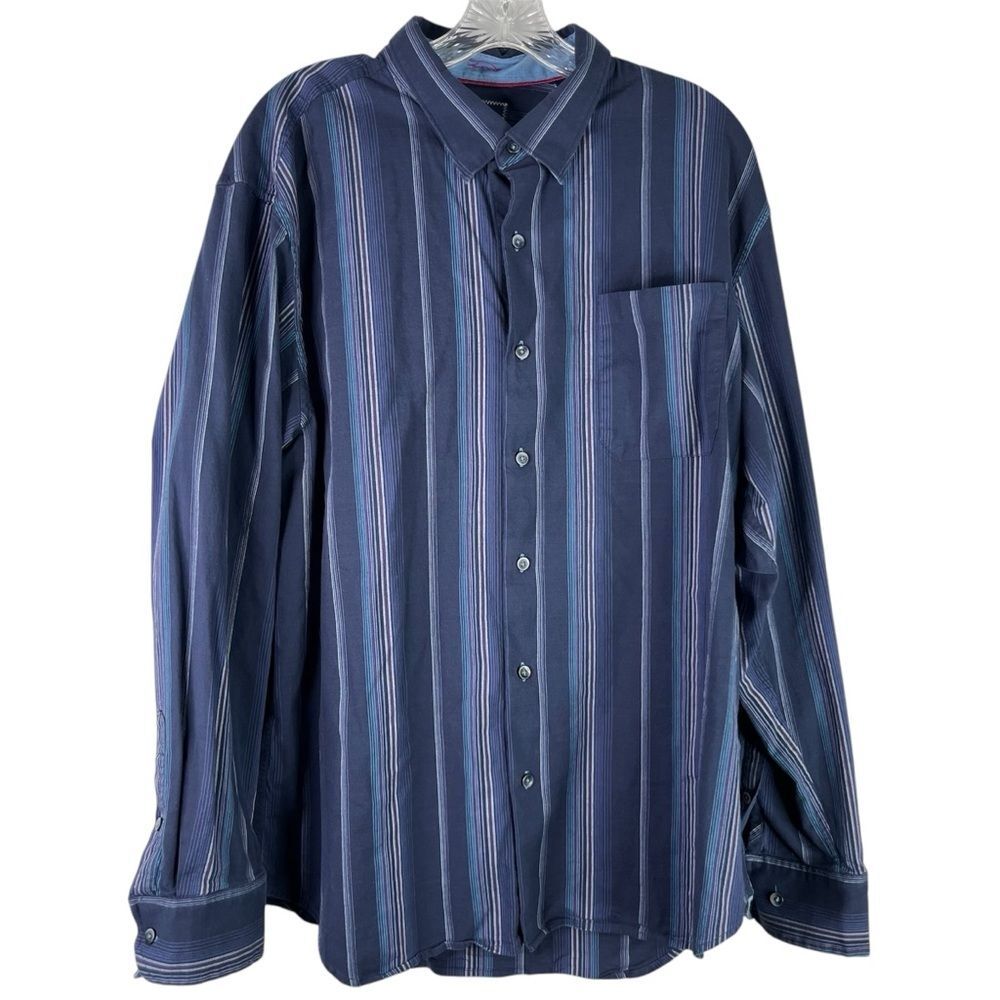 Tommy Bahama Button Down Shirt Men's XL Sail Over Blue Purple Striped Silk Blend